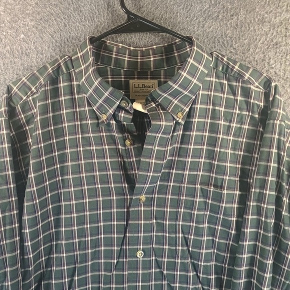 LL Bean Shirt Mens XL Multi Plaid Kennebunk Sport Wrinkle Free Traditional Fit - Picture 2 of 8
